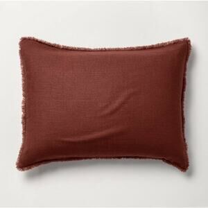 Casaluna Heavyweight Linen Blend Pillow Sham Dark Clay Red Brown STANDARD/QUEEN